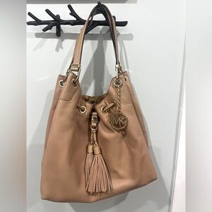 Leather Drawstring Shoulder Bag Purse Michael Kors